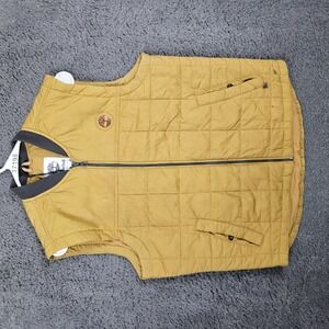 Timberland‎ Vest Mens Small Yellow Quilted Timberland Logo Sleeveless Streetwear